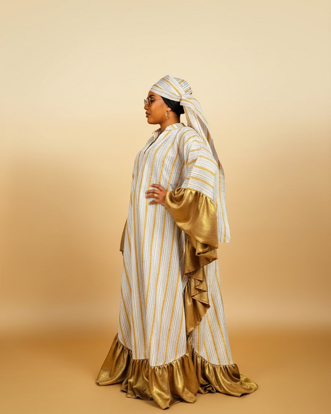 Boubou rayures à froufrous - Gold