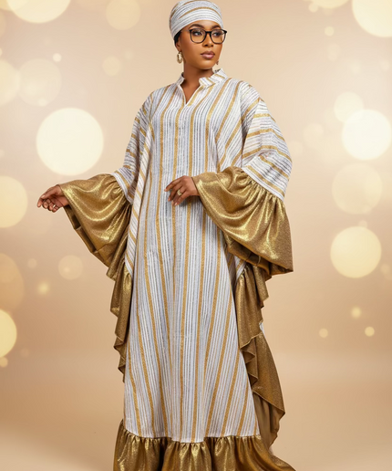 Boubou rayures à froufrous - Gold