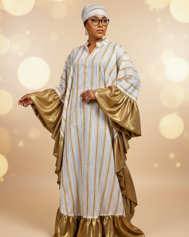 Boubou rayures à froufrous - Gold
