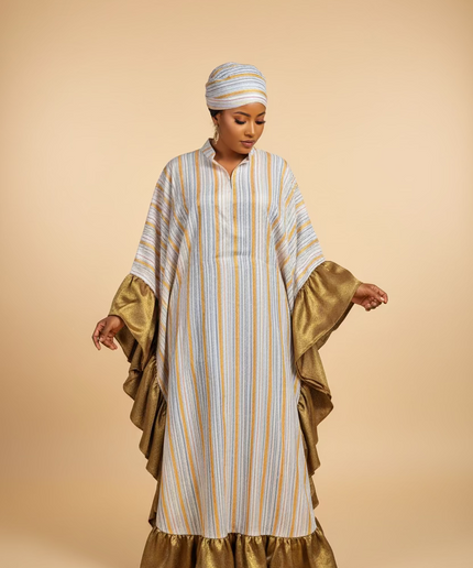 Boubou rayures à froufrous - Gold