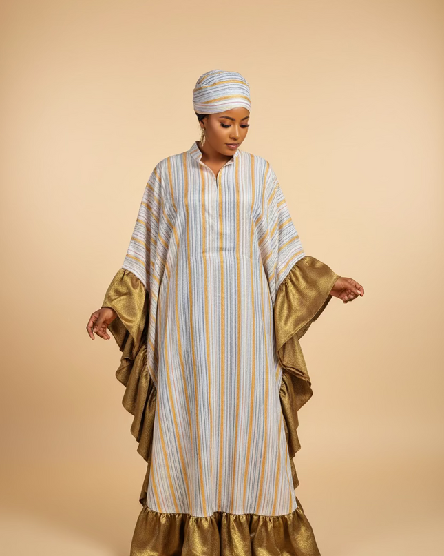 Boubou rayures à froufrous - Gold