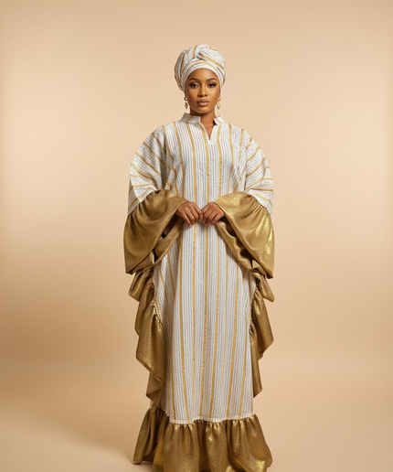 Boubou rayures à froufrous - Gold