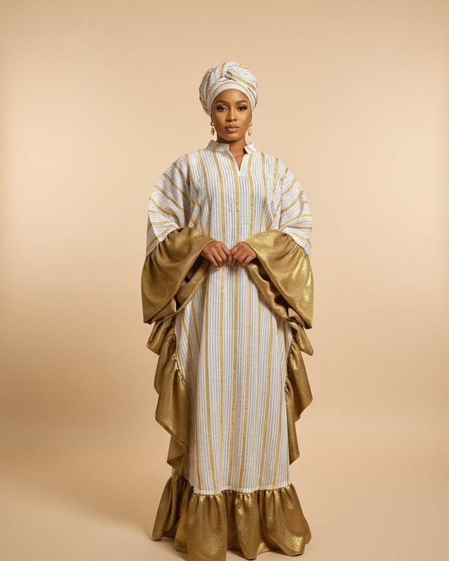 Boubou rayures à froufrous - Gold