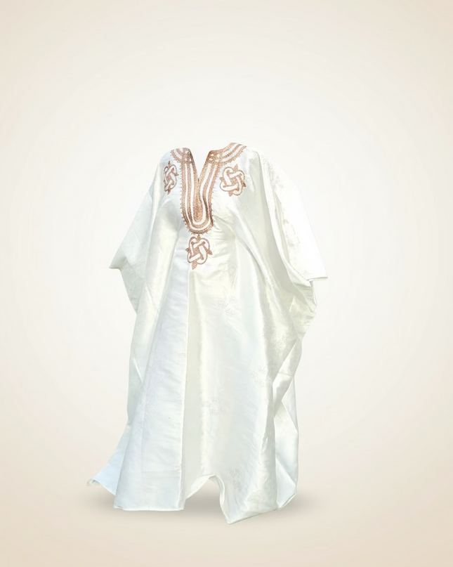 Boubou damask brodé - Blanc