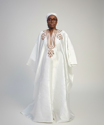 Boubou damask brodé - Blanc