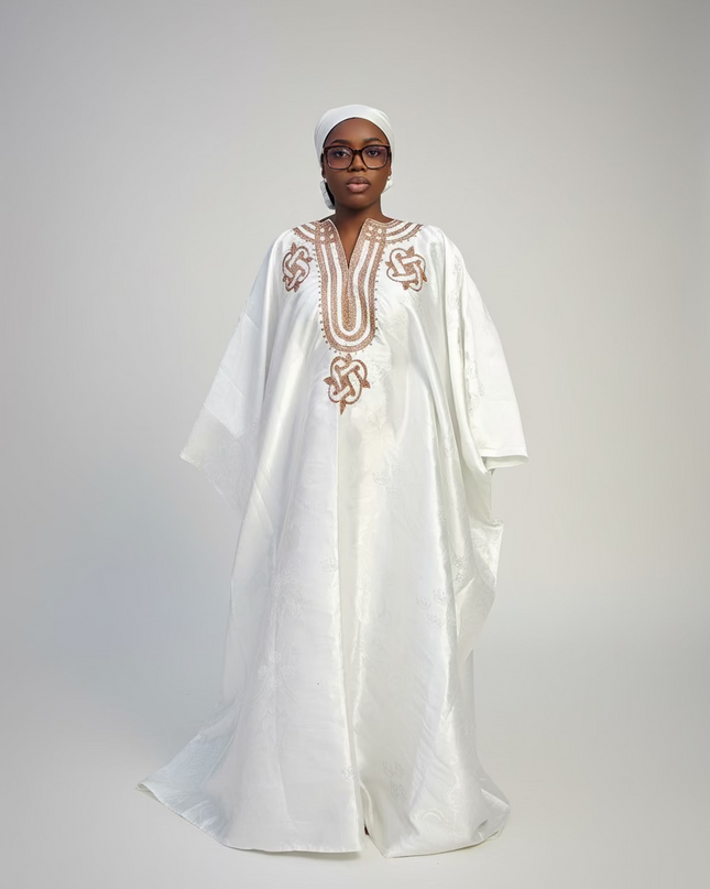 Boubou damask brodé - Blanc