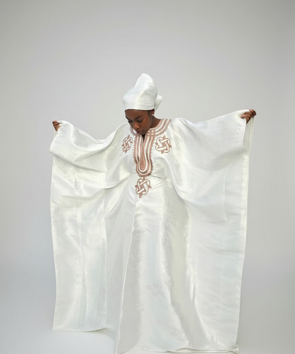 Boubou damask brodé - Blanc