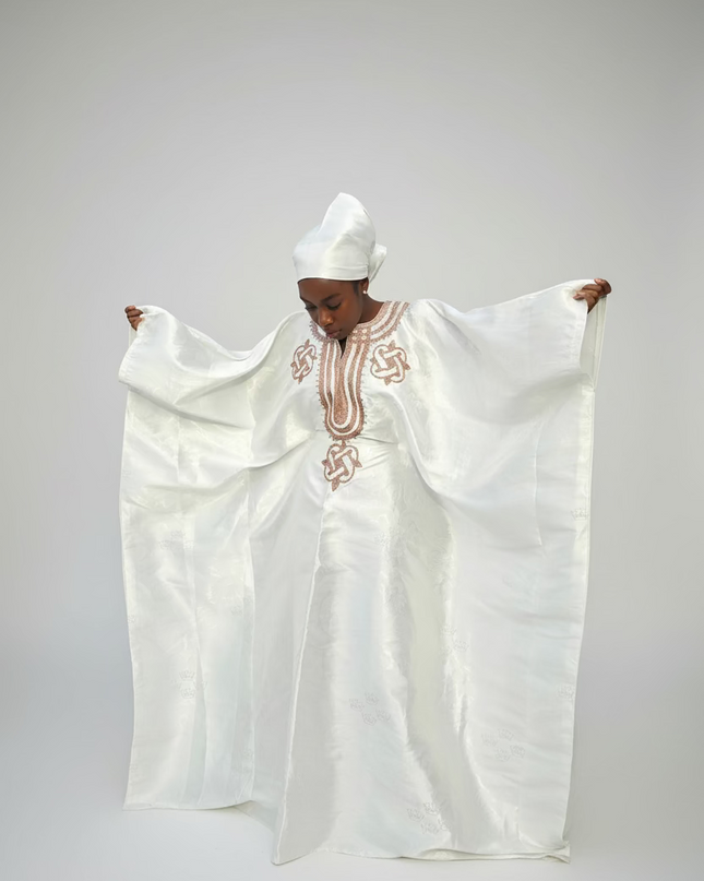Boubou damask brodé - Blanc