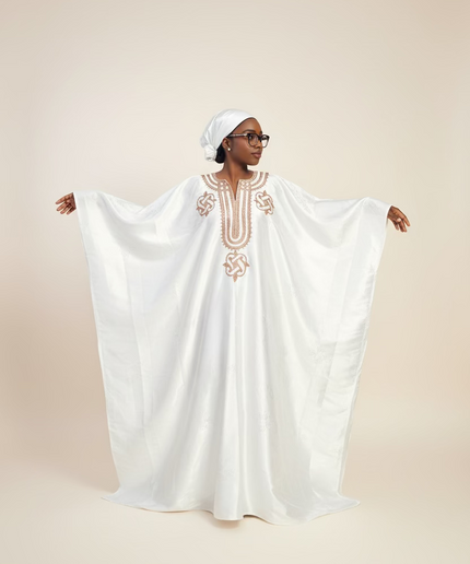 Boubou damask brodé - Blanc