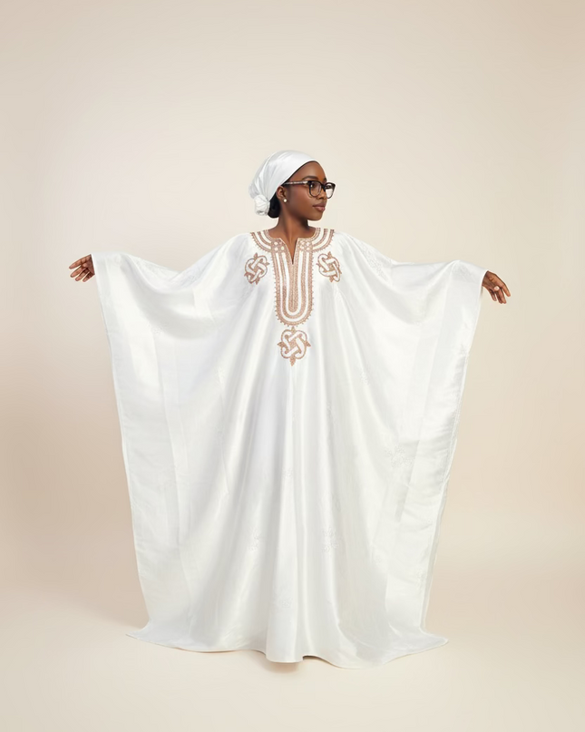 Boubou damask brodé - Blanc