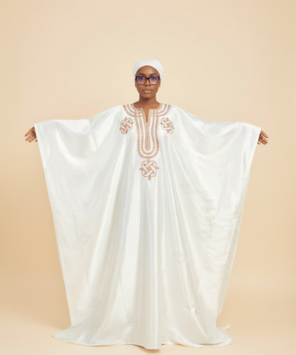 Boubou damask brodé - Blanc