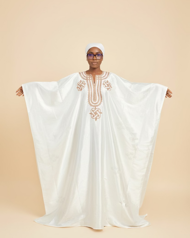 Boubou damask brodé - Blanc