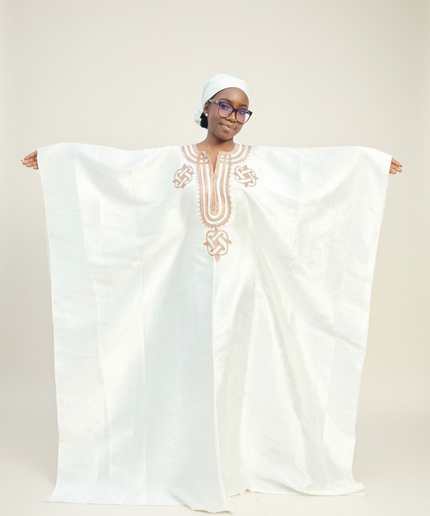 Boubou damask brodé - Blanc
