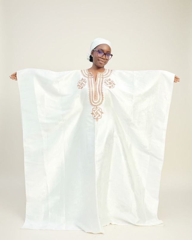 Boubou damask brodé - Blanc