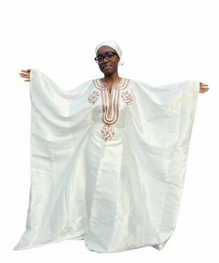 Boubou damask brodé - Blanc
