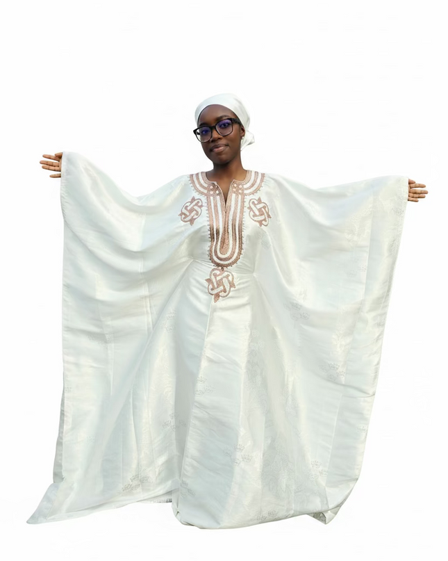 Boubou damask brodé - Blanc