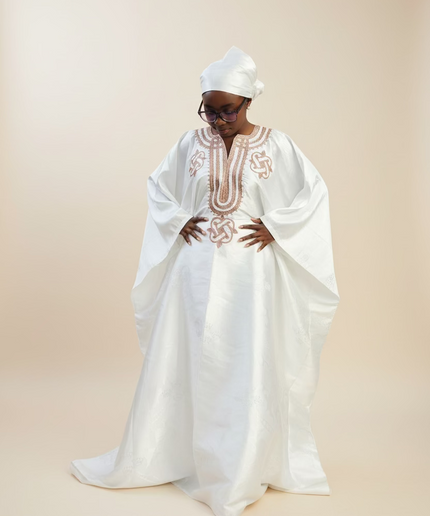 Boubou damask brodé - Blanc