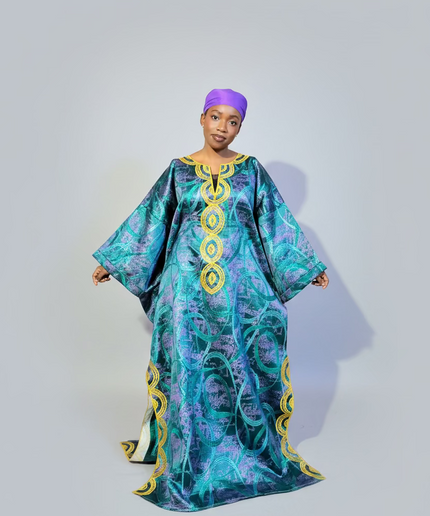 Boubou brocart brodé amira - Vert