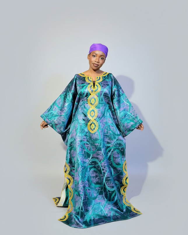 Boubou brocart brodé amira - Vert