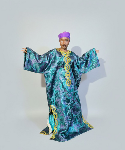 Boubou brocart brodé amira - Vert