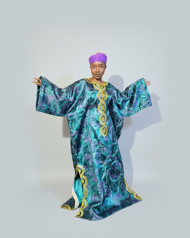 Boubou brocart brodé amira - Vert
