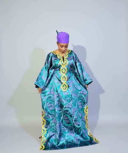 Boubou brocart brodé amira - Vert