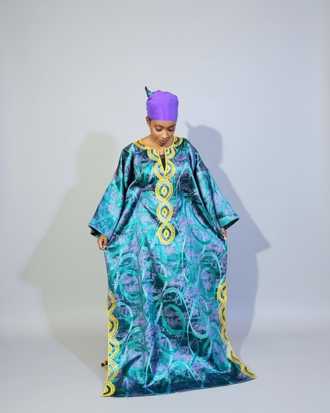 Boubou brocart brodé amira - Vert