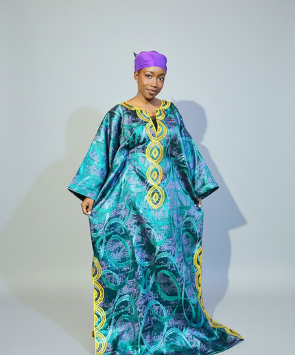 Boubou brocart brodé amira - Vert