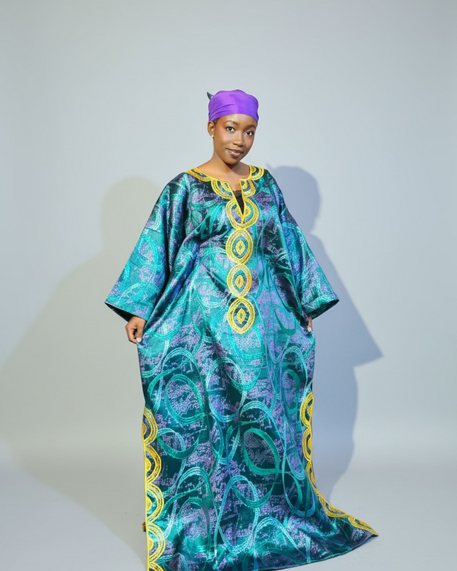Boubou brocart brodé amira - Vert