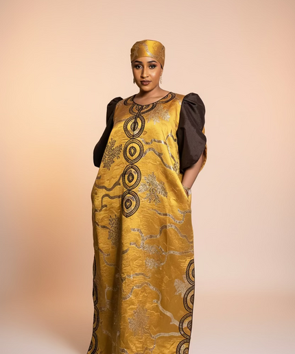 Boubou brocart brodé amira - Gold