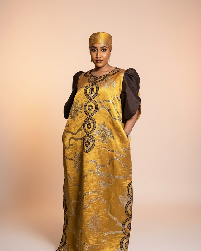 Boubou brocart brodé amira - Gold