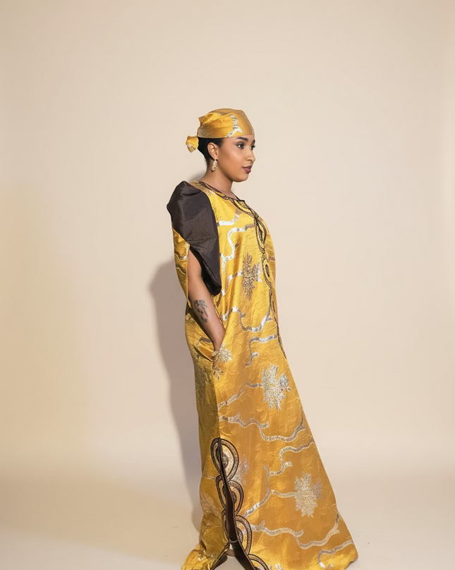 Boubou brocart brodé amira - Gold
