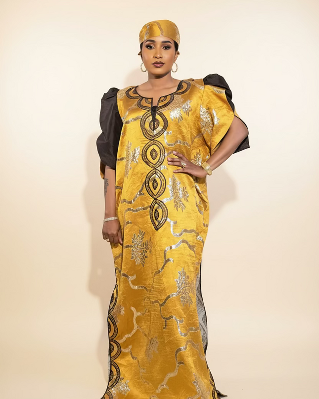 Boubou brocart brodé amira - Gold