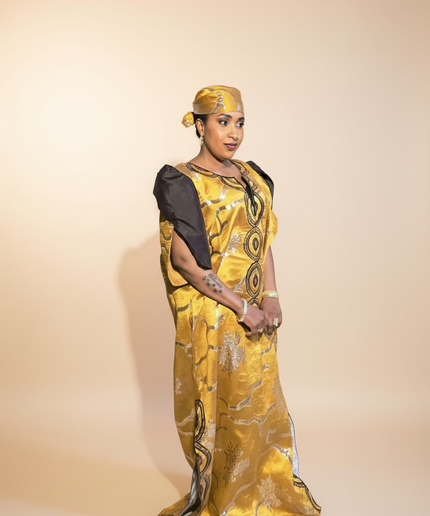 Boubou brocart brodé amira - Gold