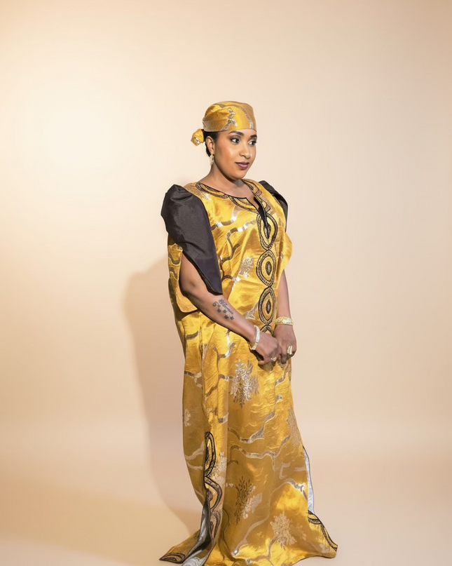 Boubou brocart brodé amira - Gold