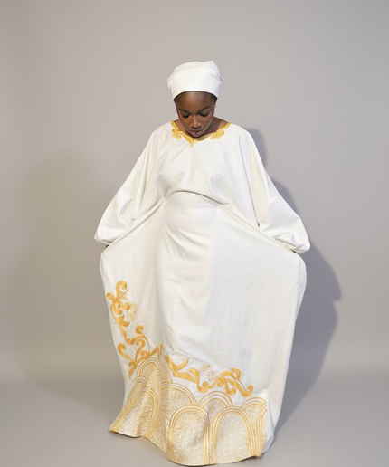 Boubou coton brodé - Blanc