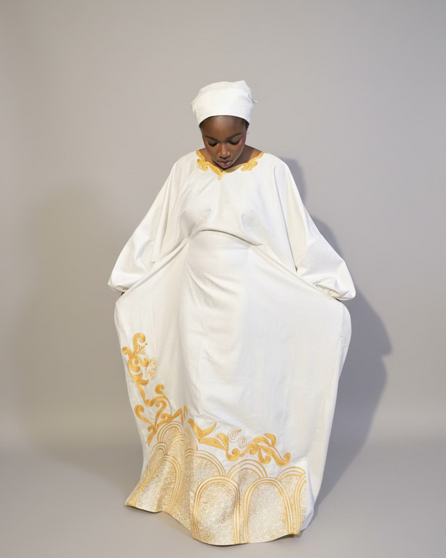 Boubou coton brodé - Blanc