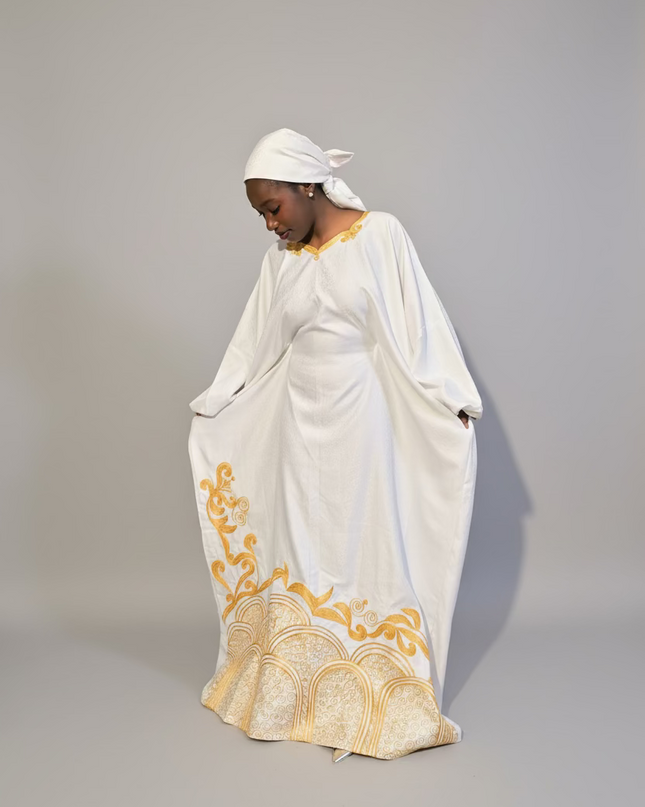 Boubou coton brodé - Blanc