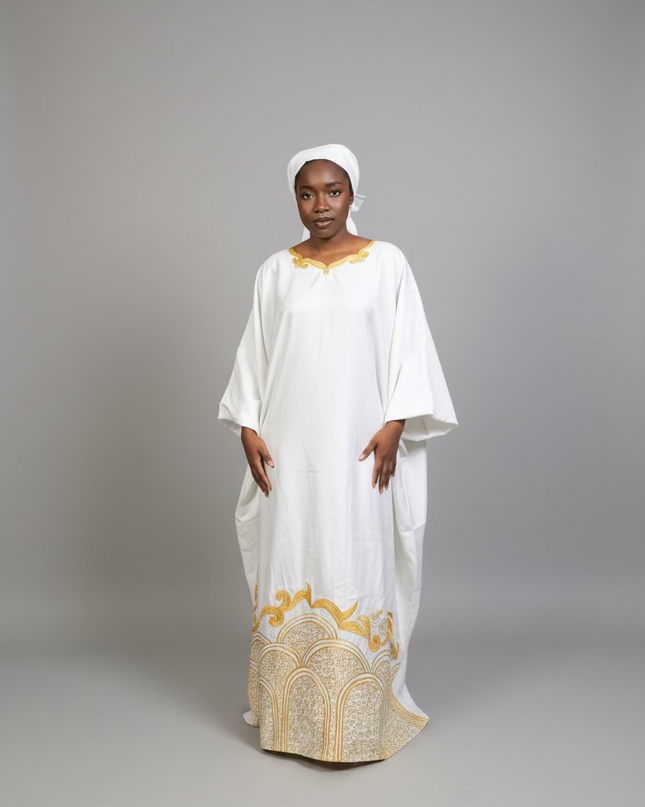 Boubou coton brodé - Blanc