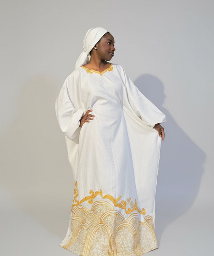 Boubou coton brodé - Blanc