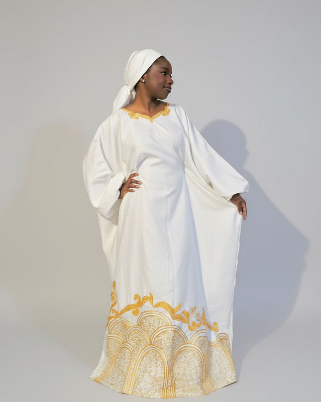 Boubou coton brodé - Blanc