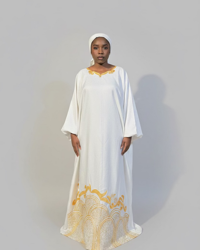 Boubou coton brodé - Blanc