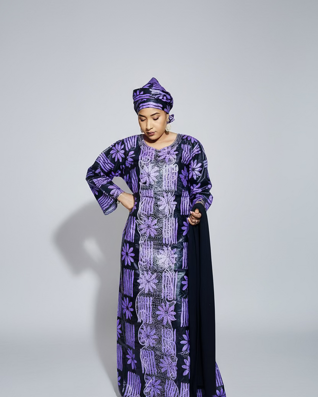 Boubou fanga ml brodé - Violet