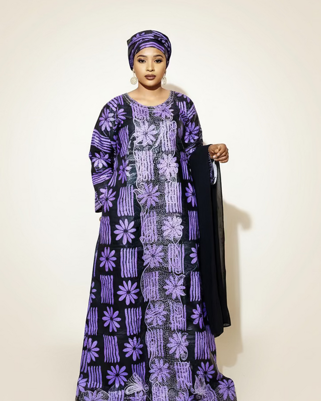 Boubou fanga ml brodé - Violet