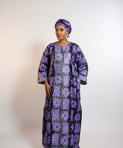 Boubou fanga ml brodé - Violet