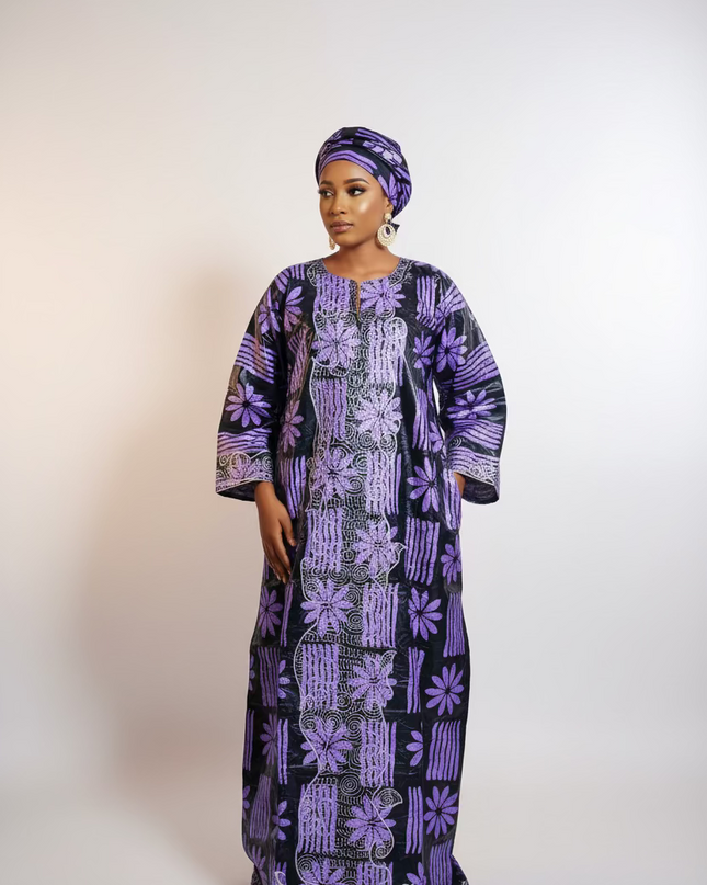 Boubou fanga ml brodé - Violet
