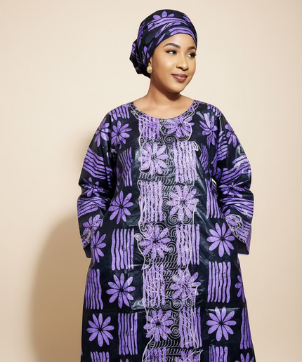 Boubou fanga ml brodé - Violet