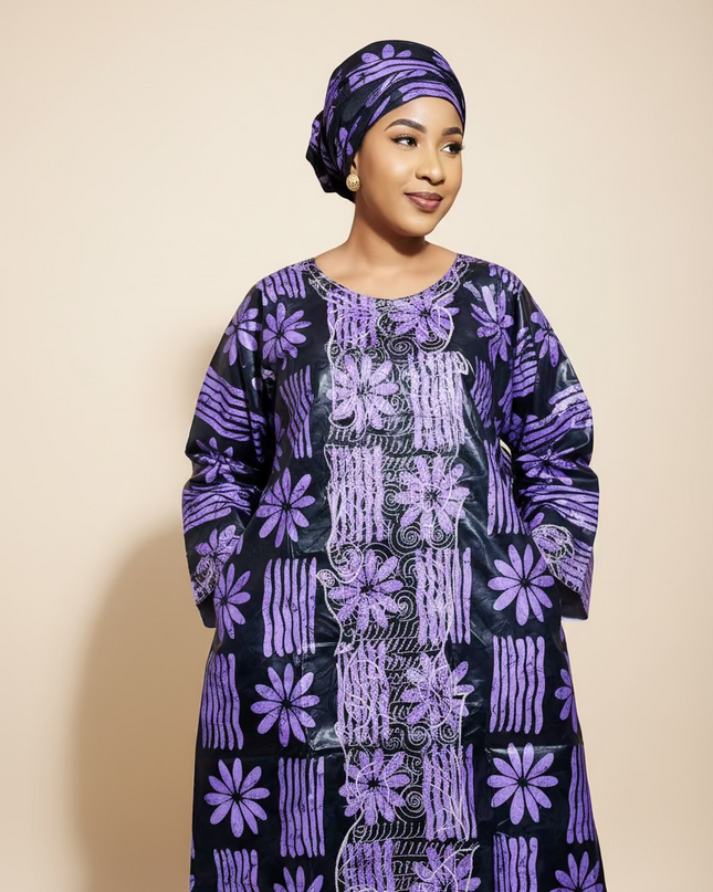 Boubou fanga ml brodé - Violet