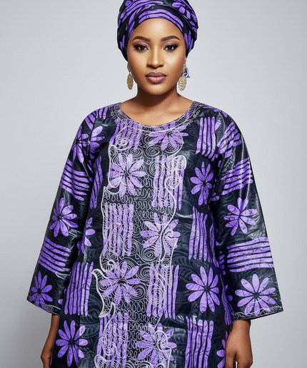 Boubou fanga ml brodé - Violet