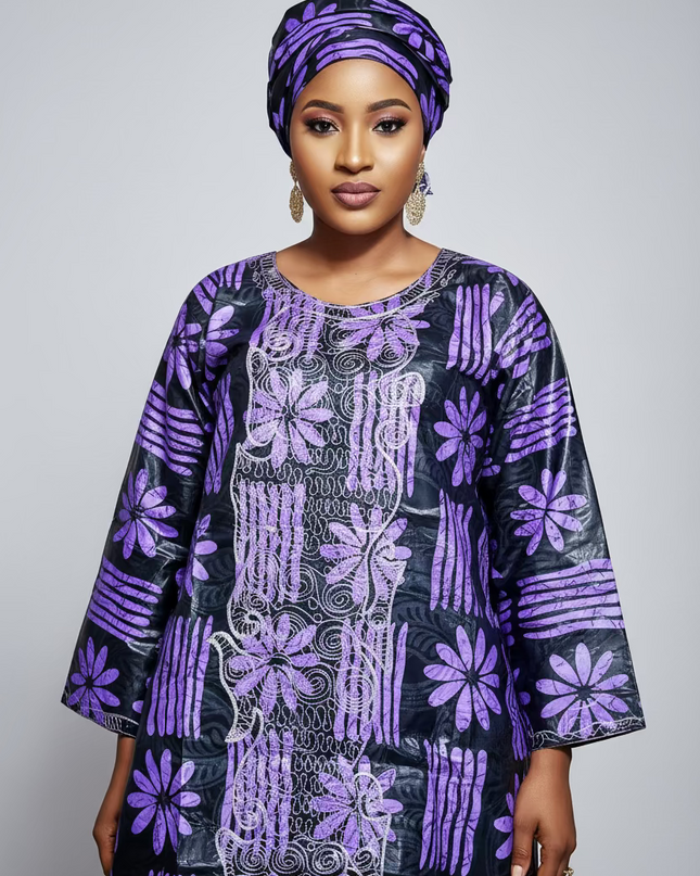 Boubou fanga ml brodé - Violet